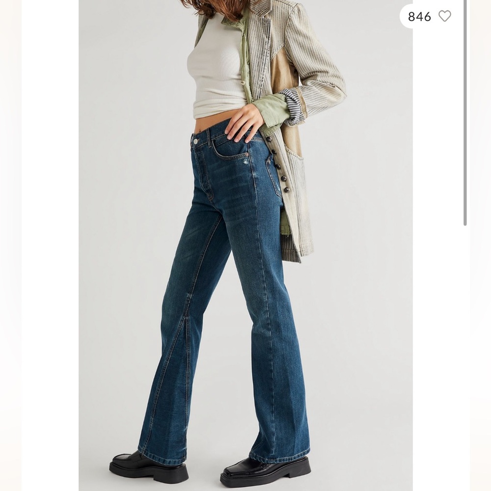 NWT Free People Serafin mid rise slim boot cut jeans size 28